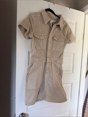 Good American Tan Utility Shirt Dress